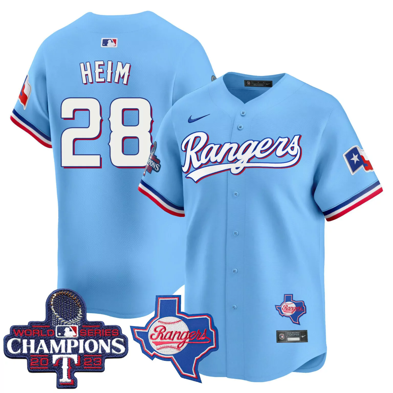 Customizable Blue jonah heim texas rangers world series champions jersey v2 all stitched 6950