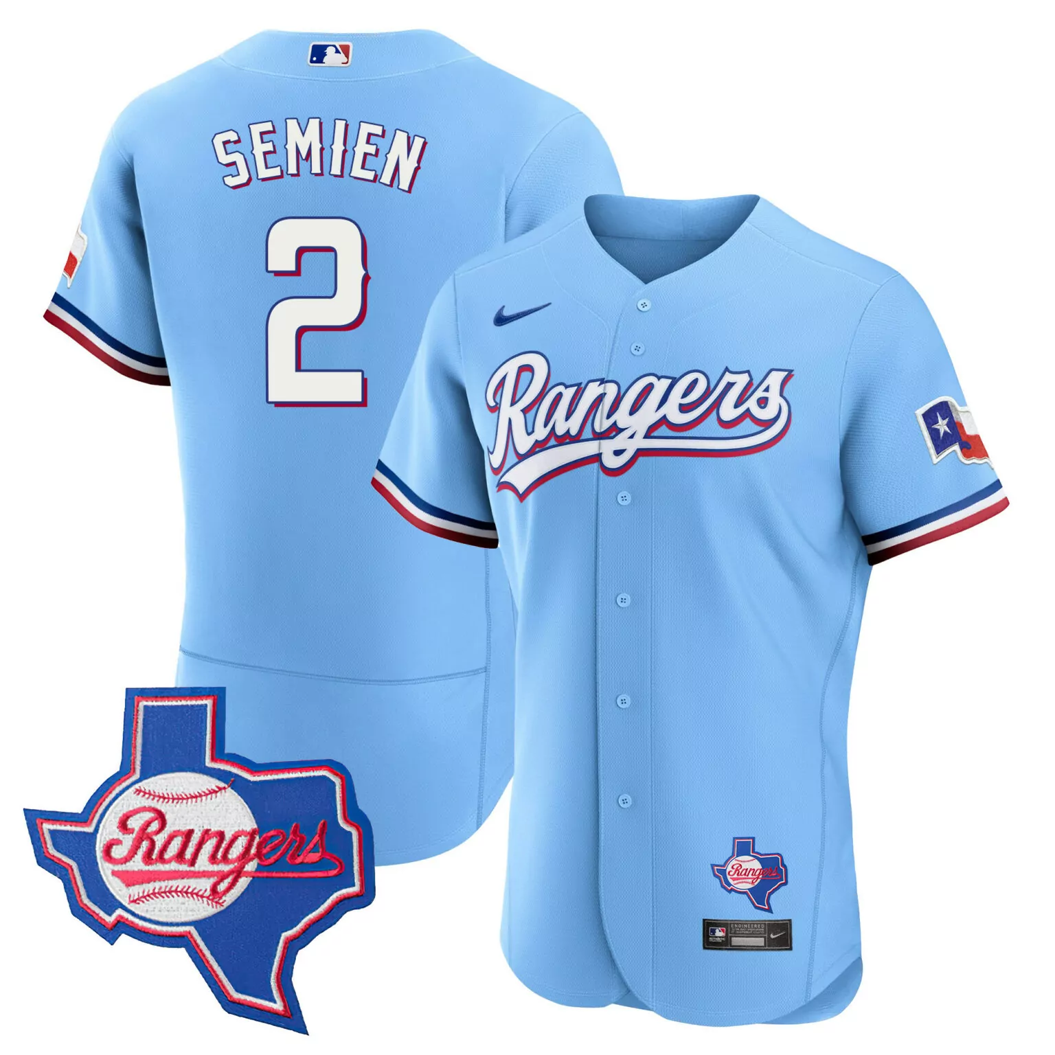 Custom Blue marcus semien texas rangers 2023 jersey texas patch all stitched 6485