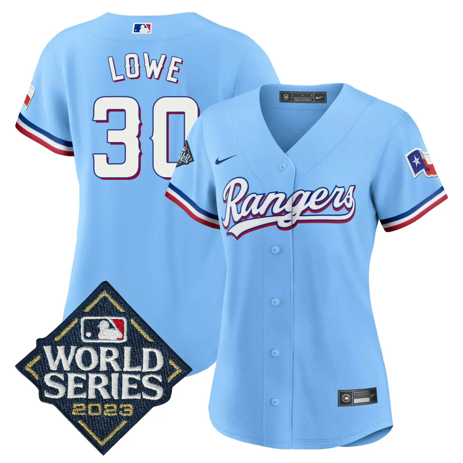 Personalized Blue nathaniel lowe texas rangers 2023 world series jersey all stitched 5439