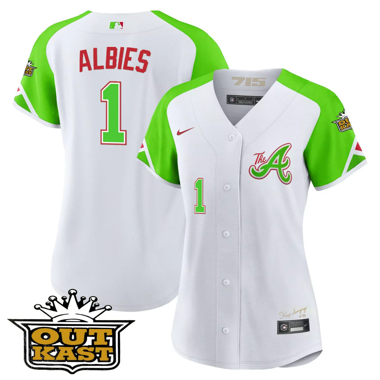 Customizable Bright green ozzie albies atlanta braves atliens city connect jersey all stitched 8021