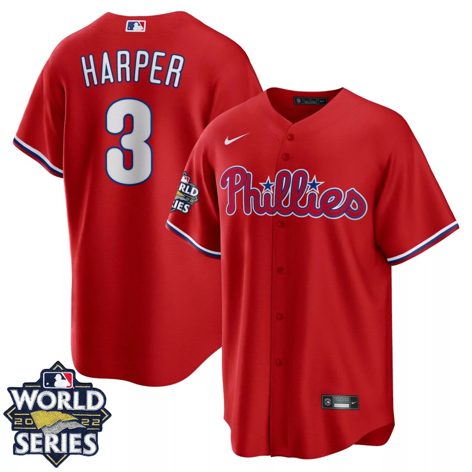Customizable Bryce harper philadelphia phillies 2022 world series red alternate player jersey all stitched 3216