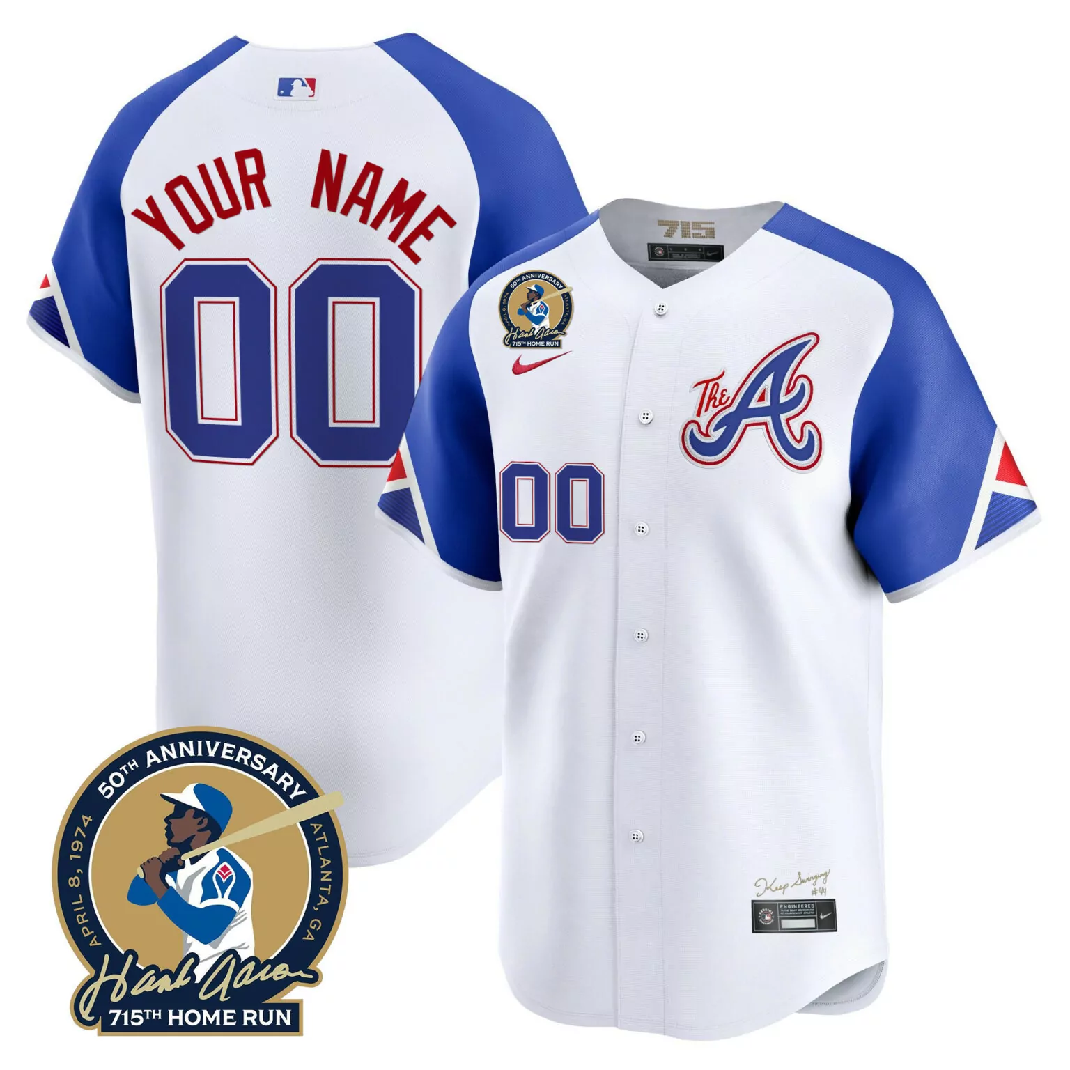 Customizable City connect atlanta braves hank aaron 715th home run patch vapor custom jersey all stitched 2277