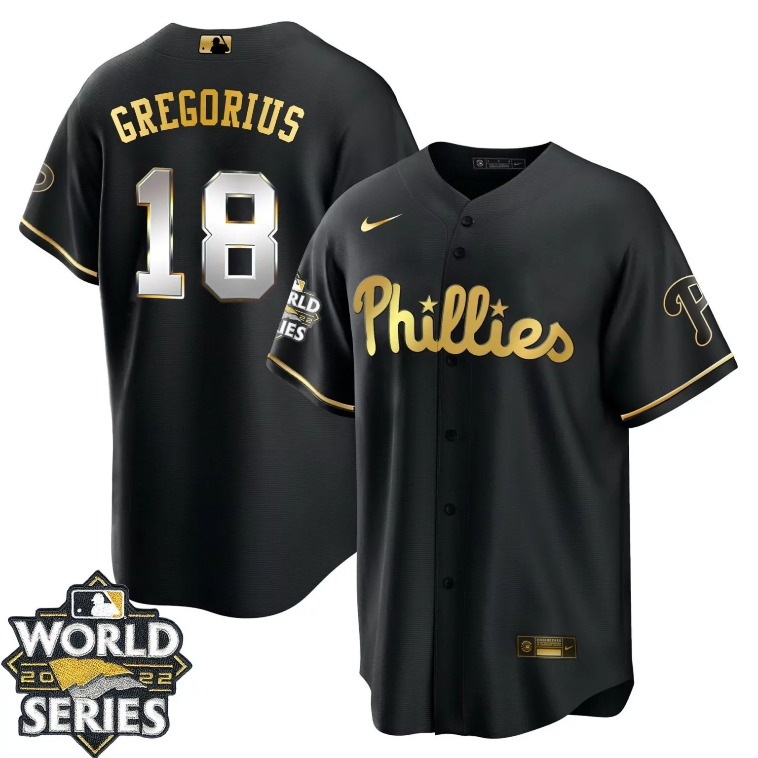 Customizable Cool black didi gregorius philadelphia phillies gold 2022 world series jersey limited all stitched 2346