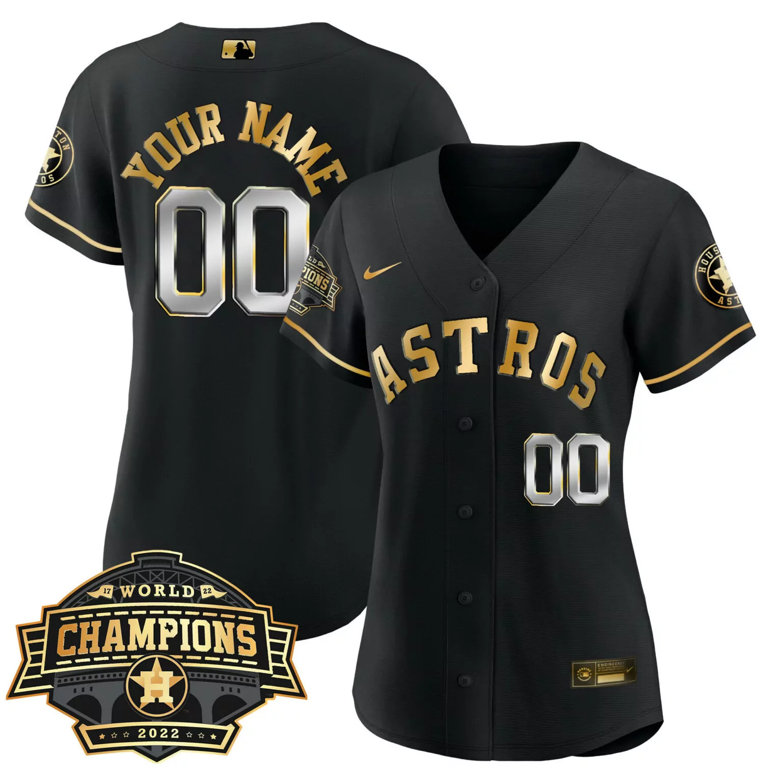 Personalized Cool black gold houston astros 2022 champions custom name and number jersey all stitched 1757