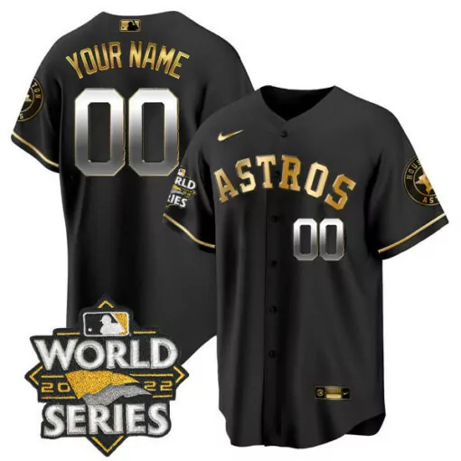 Customizable Cool black gold houston astros 2022 world series custom name and number jersey all stitched 8272