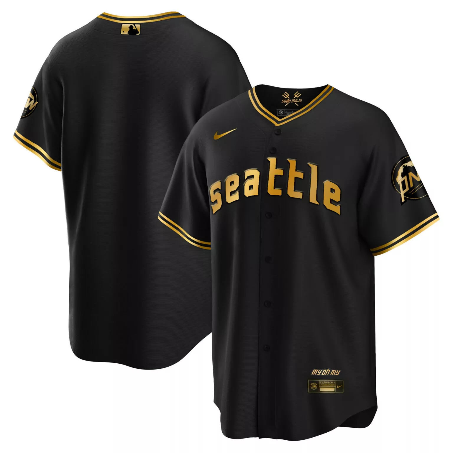 Personalized Cool black gold team seattle mariners 2023 city connect gold jersey all stitched 6149