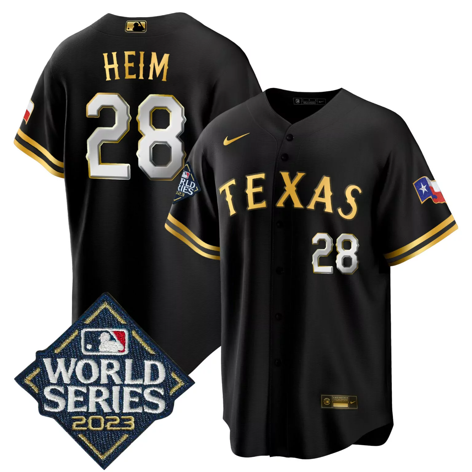 Personalized Cool black jonah heim texas rangers 2023 world series jersey all stitched 9598