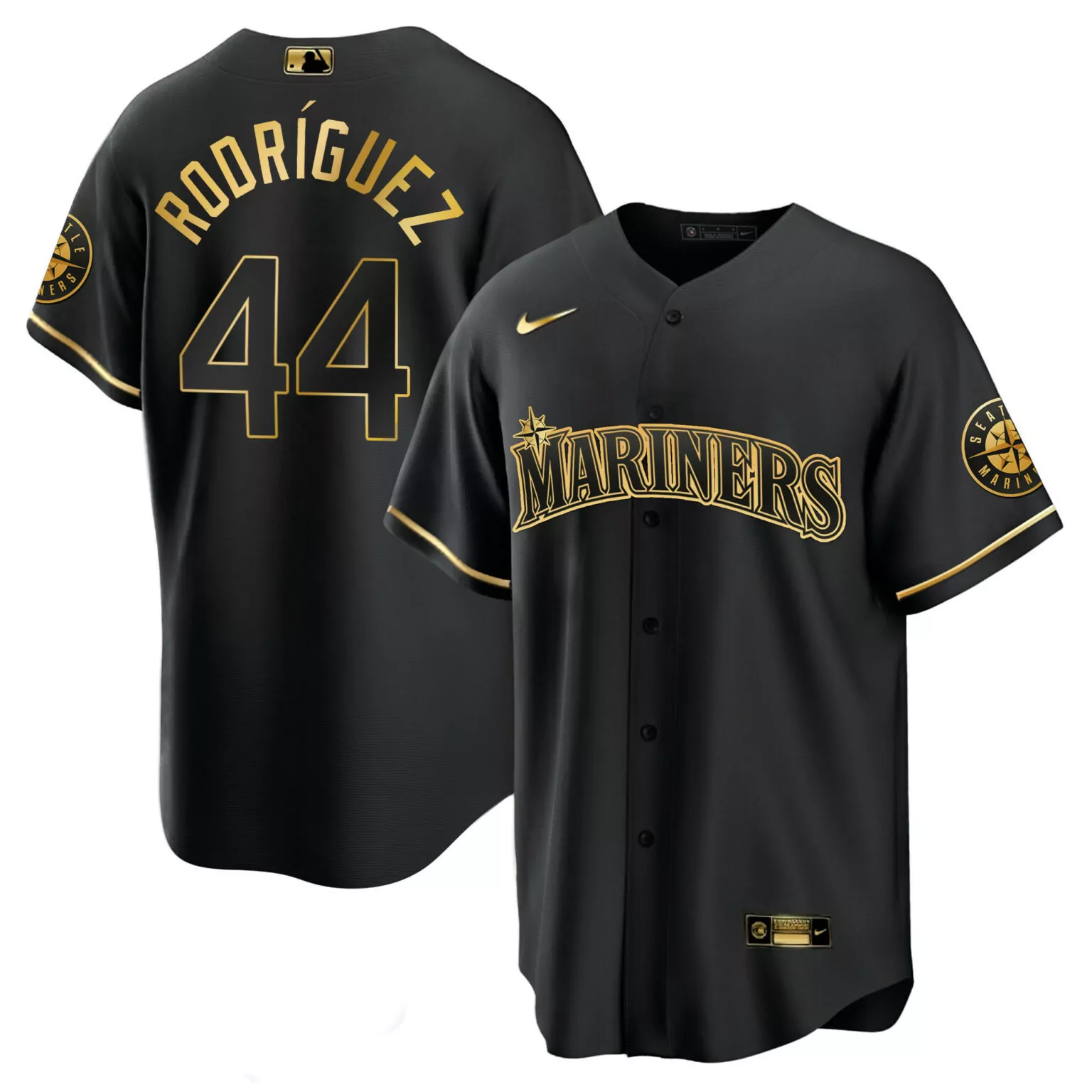 Customizable Cool black julio rodriguez seattle mariners white gold black gold jersey all stitched 1390
