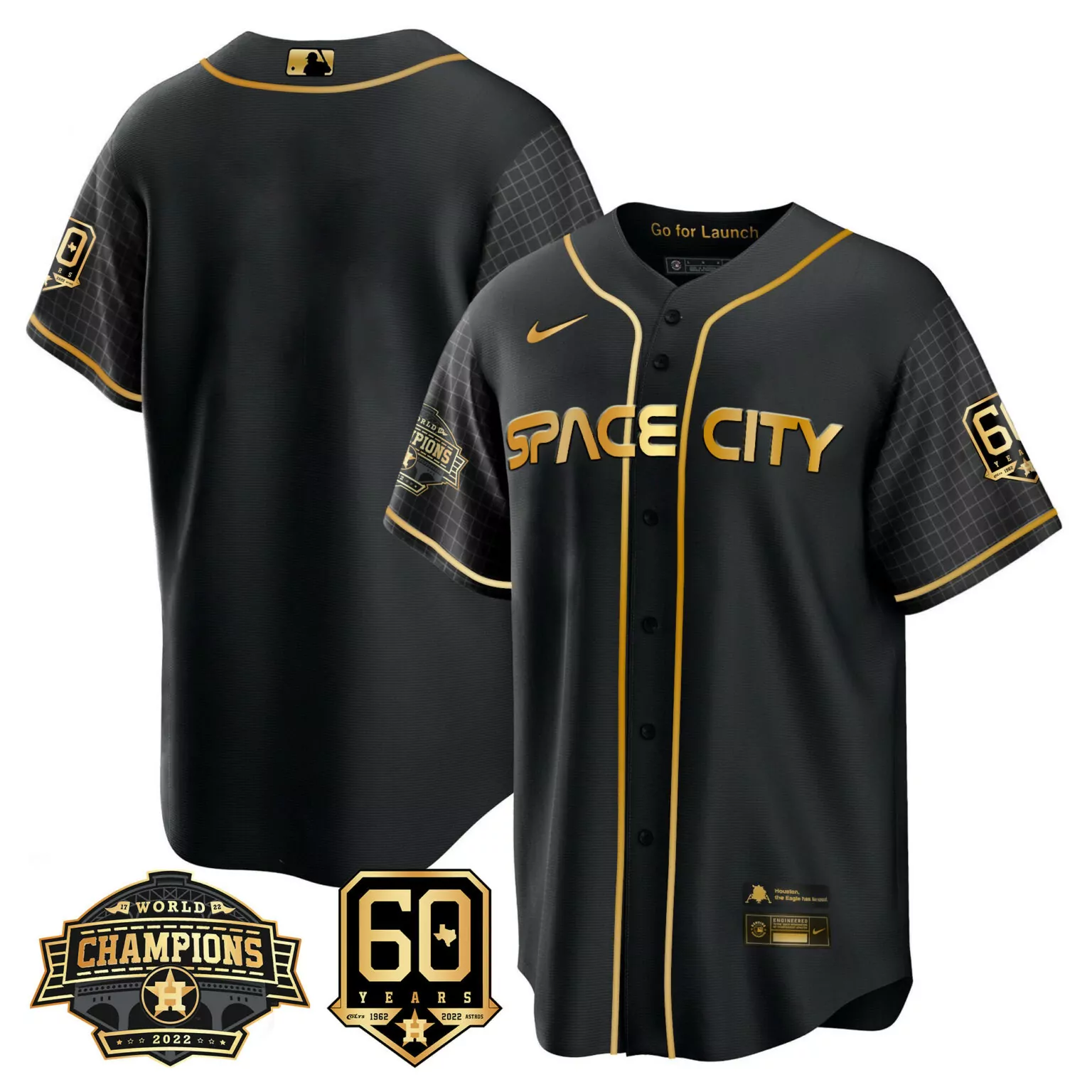 Custom Cool black team houston astros space city 2022 champions 60th anniversary patch jersey all stitched 6420