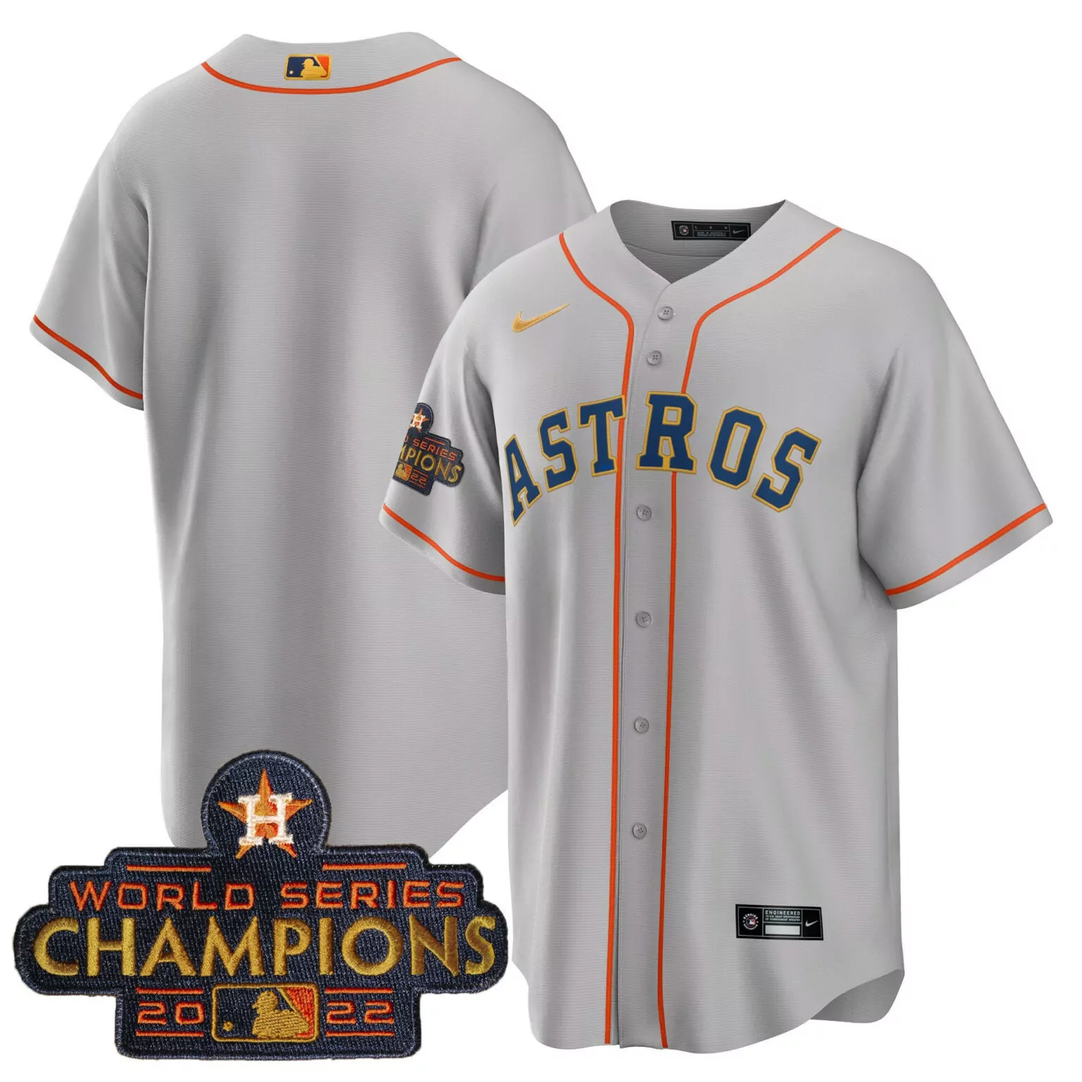 Personalized Cool gray team houston astros 2023 champions gray gold jersey all stitched 2511