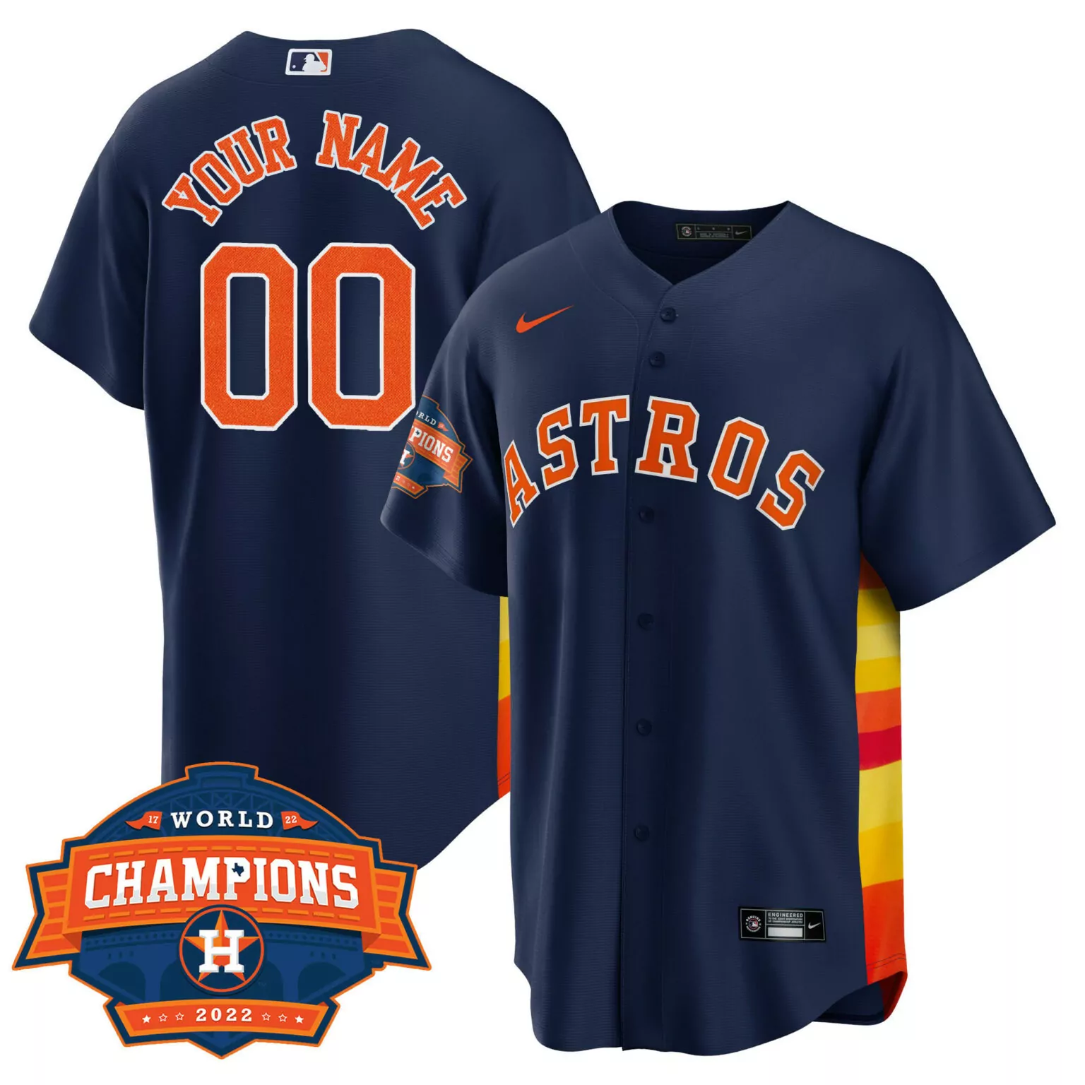 Custom Cool navy houston astros 2022 champions custom name and number jersey all stitched 9976