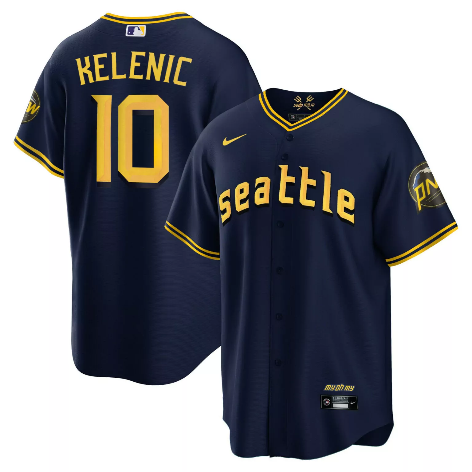 Custom Cool navy jarred kelenic seattle mariners 2023 city connect collection jersey all stitched 3852