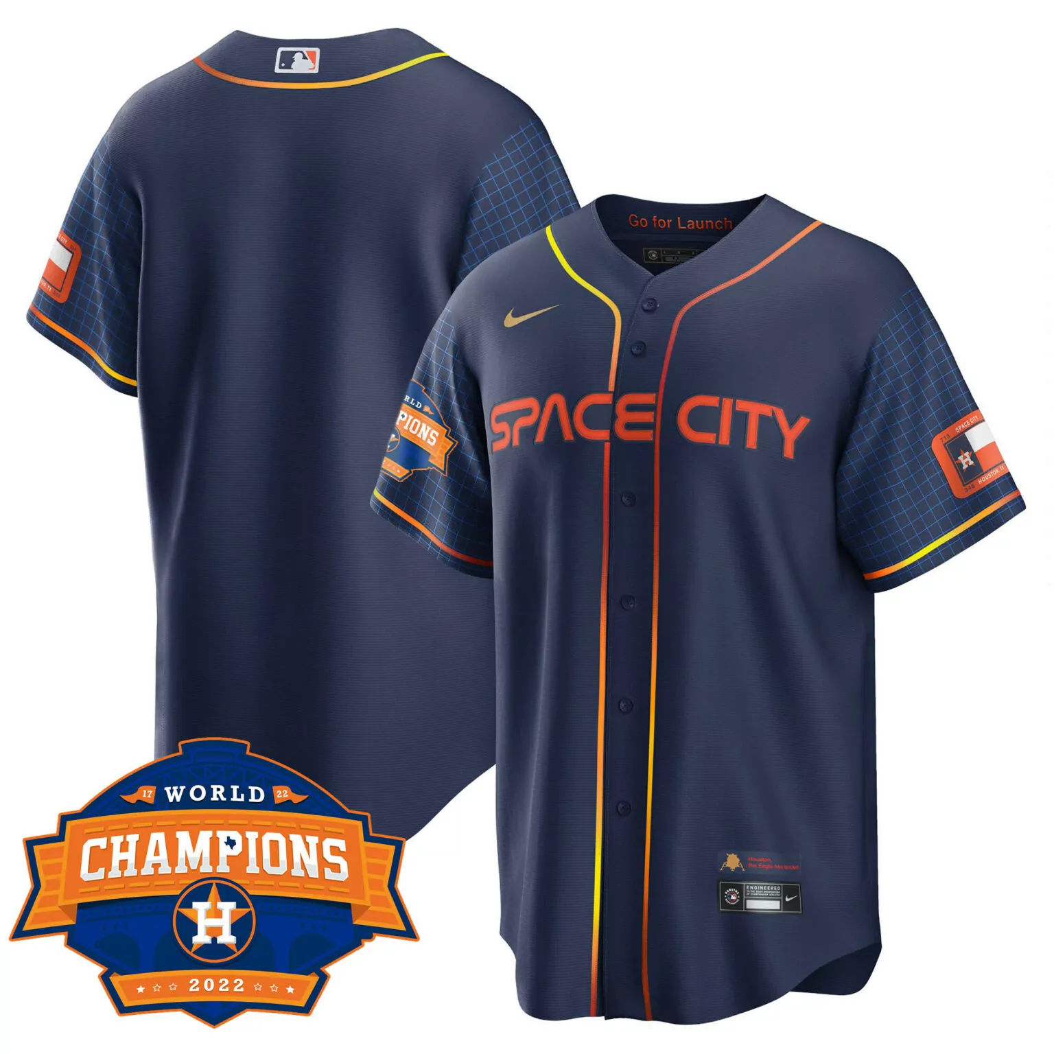 Customizable Cool navy team houston astros space city 2022 world series champions patch limited jersey all stitched 3929