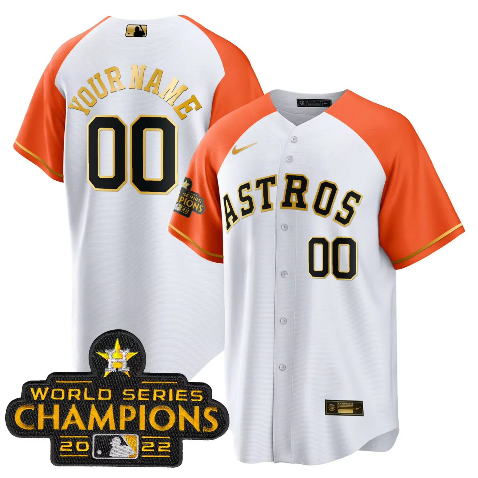 Personalized Cool orange white houston astros 2023 gold alternate custom jersey all stitched 8155