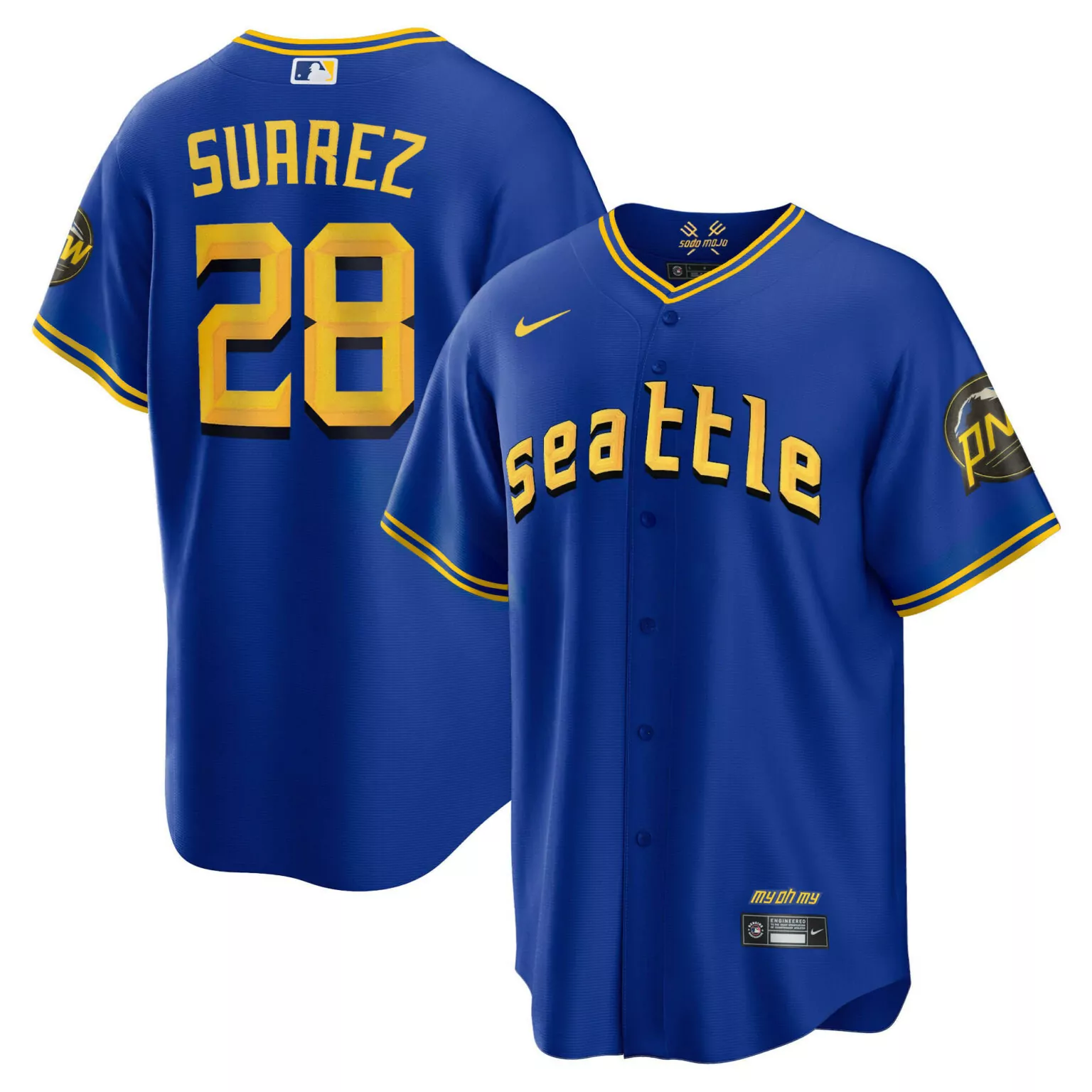 Customizable Cool royal eugenio suarez seattle mariners 2023 city connect collection jersey all stitched 1678