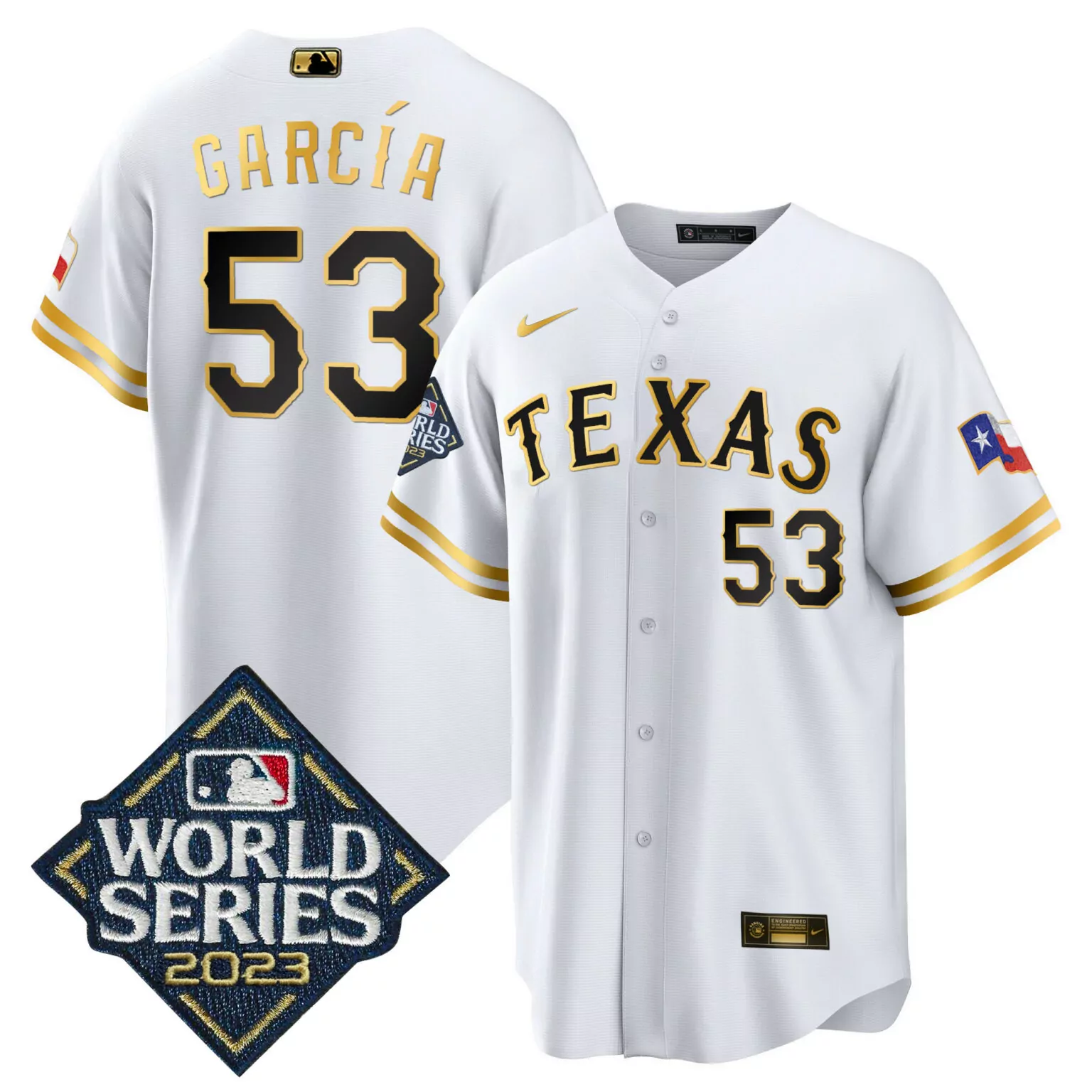 Custom Cool white adolis garcia texas rangers 2023 world series jersey all stitched 7305