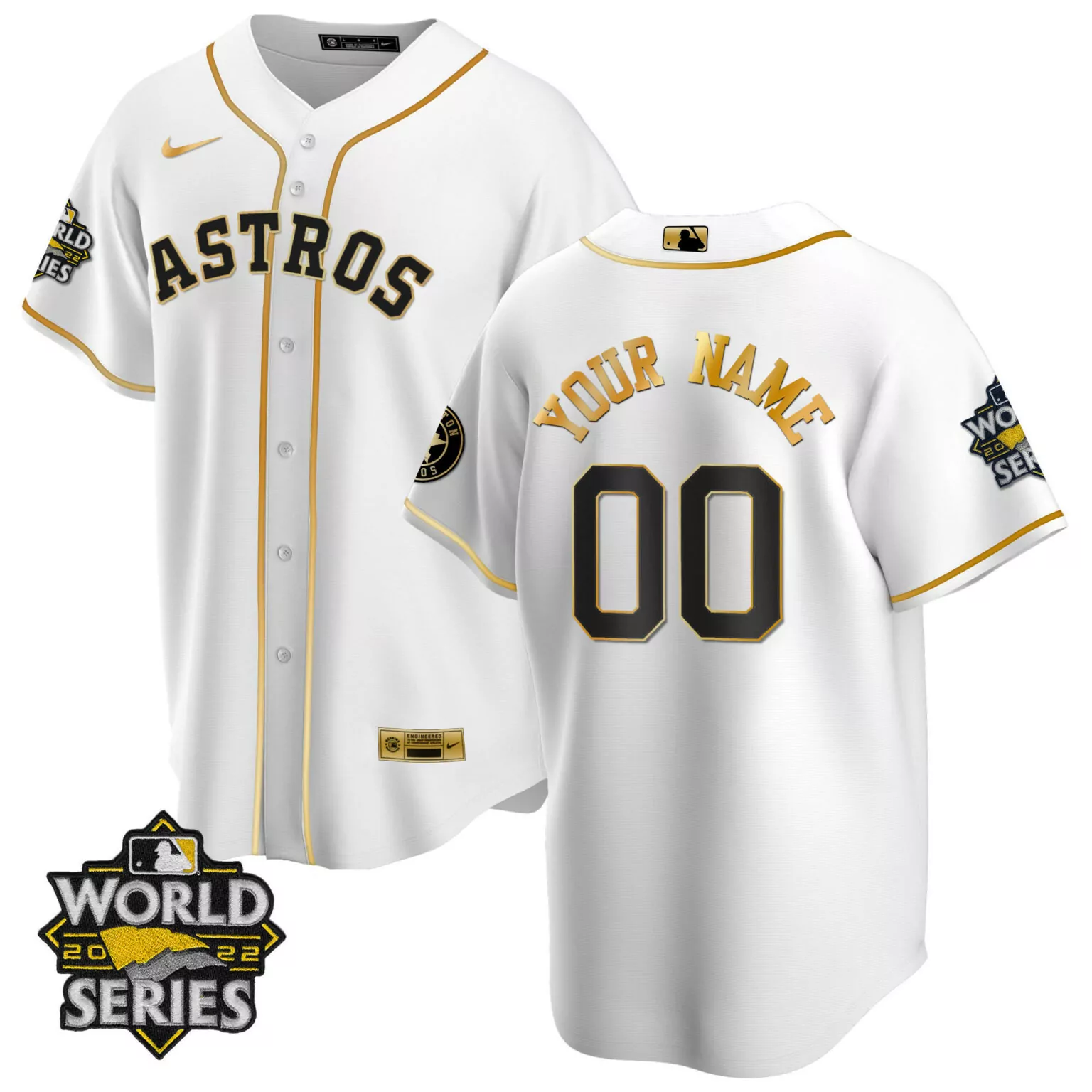 Customizable Cool white gold houston astros 2022 world series custom name and number jersey all stitched 1992