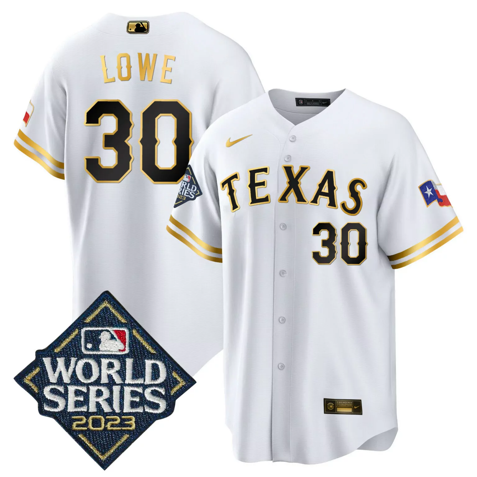 Custom Cool white nathaniel lowe texas rangers 2023 world series jersey all stitched 7680