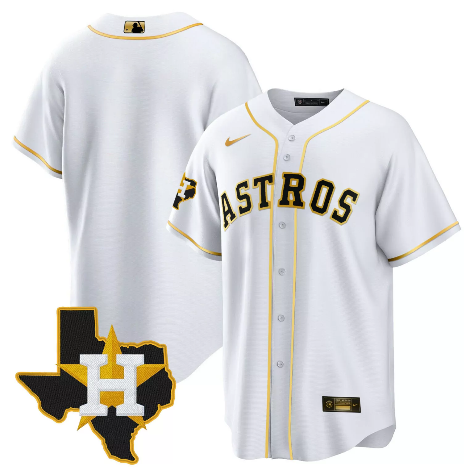Customizable Cool white team houston astros 2024 gold jersey texas patch all stitched 3152