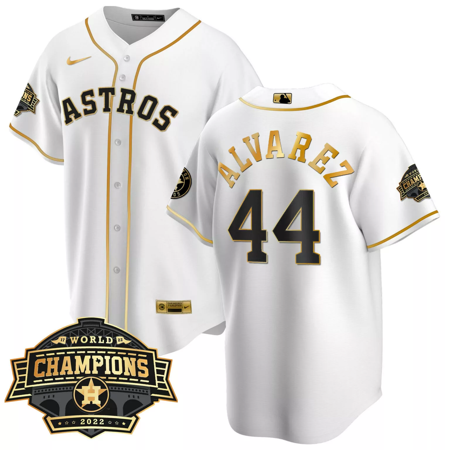 Customizable Cool white yordan alvarez houston astros 2022 world series champions patch jersey all stitched 9630