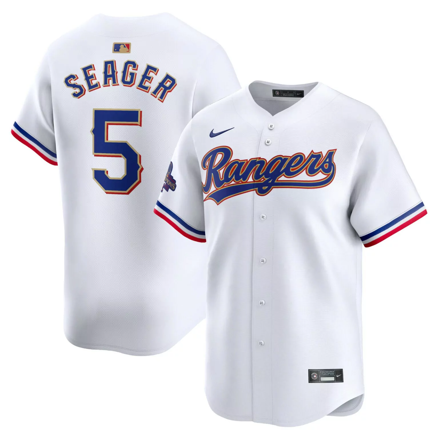 Personalized Corey seager texas rangers 2024 gold collection player jersey white 7498