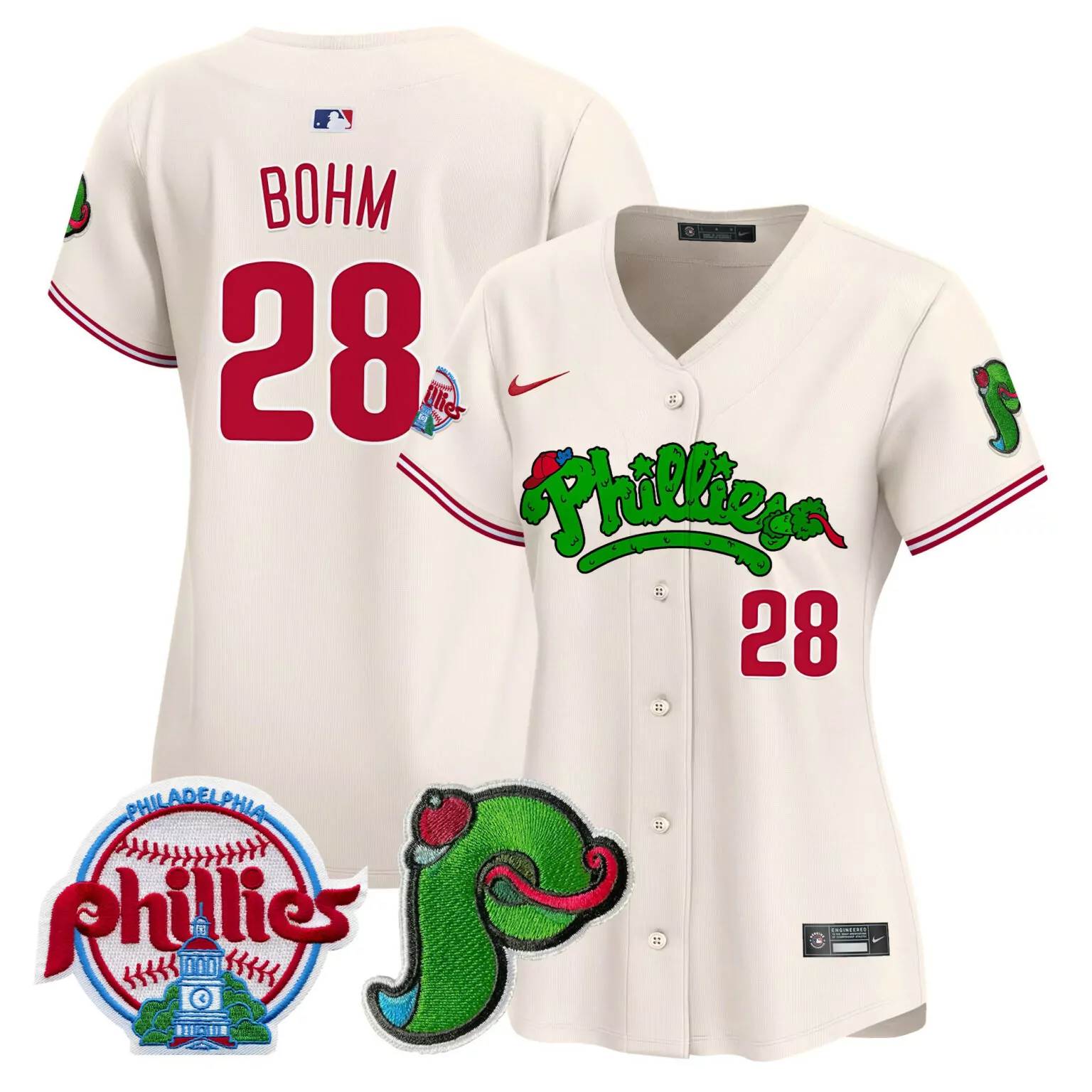Personalized Cream alec bohm philadelphia phillies patch jersey v4 all stitched 2228