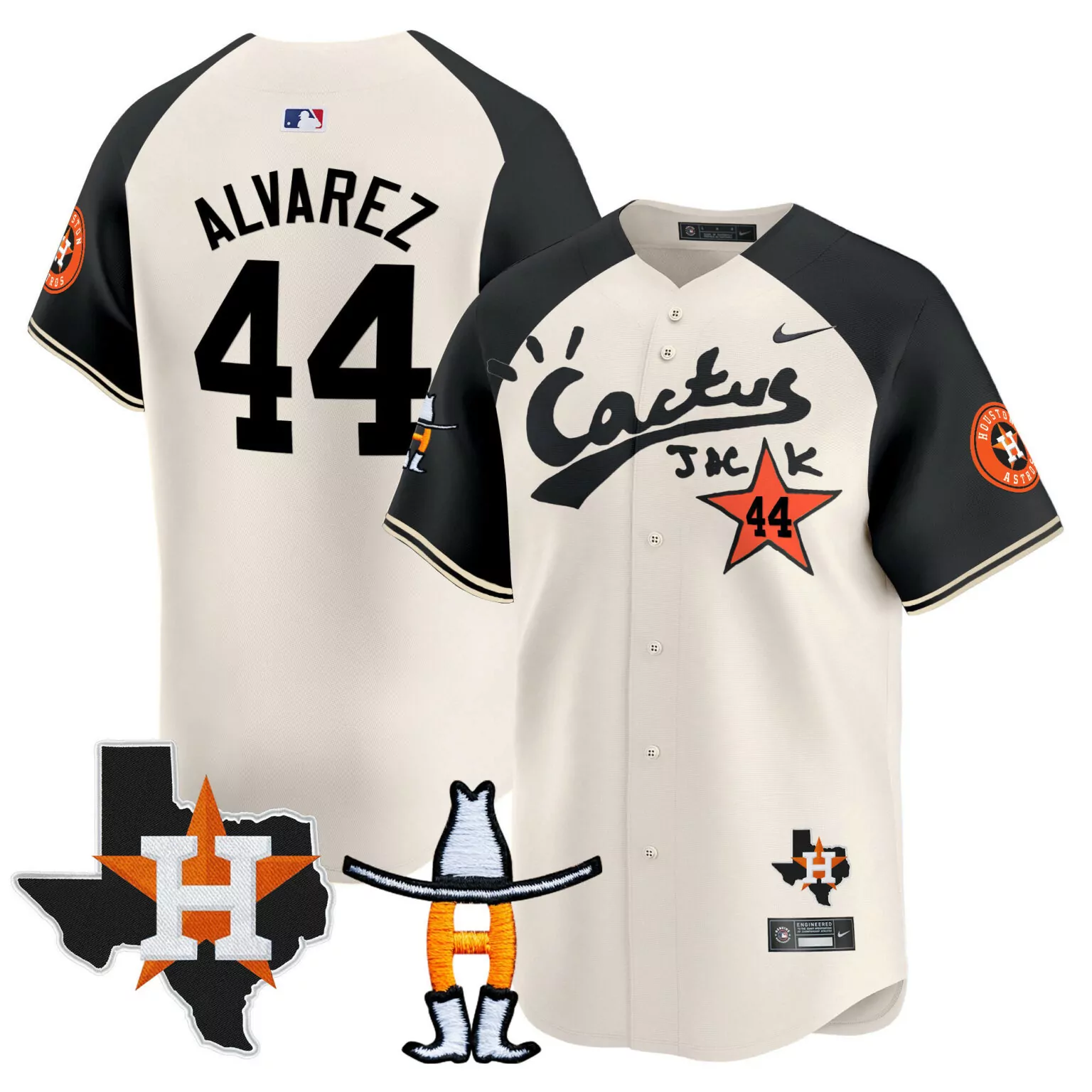 Customizable Cream alternate yordan alvarez houston astros cactus jack houston rodeo patch jersey all stitched 4609