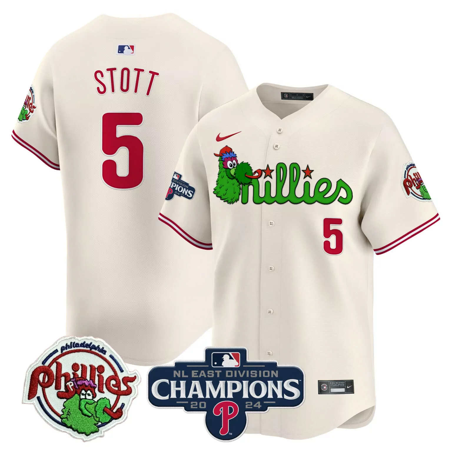 Customizable Cream bryson stott philadelphia phillies 2024 nl east division champions jersey v2 all stitched 5868