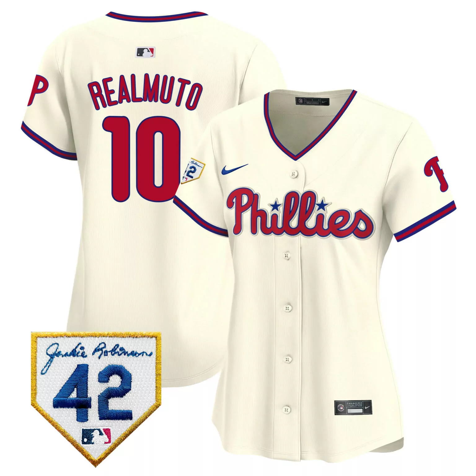 Customizable Cream jt realmuto philadelphia phillies 2024 jackie robinson patch jersey all stitched 3484