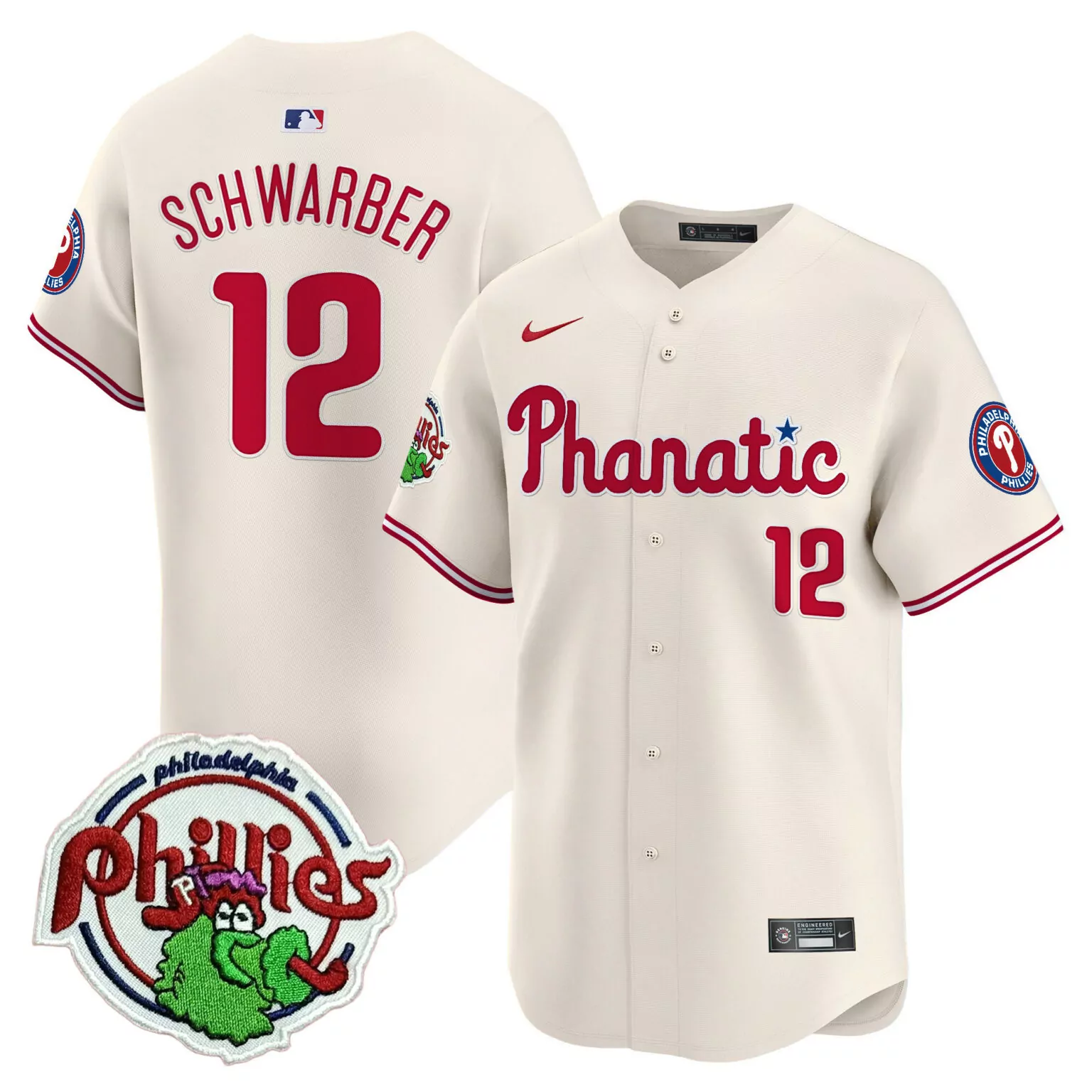 Custom Cream kyle schwarber philadelphia phillies patch jersey all stitched 4400