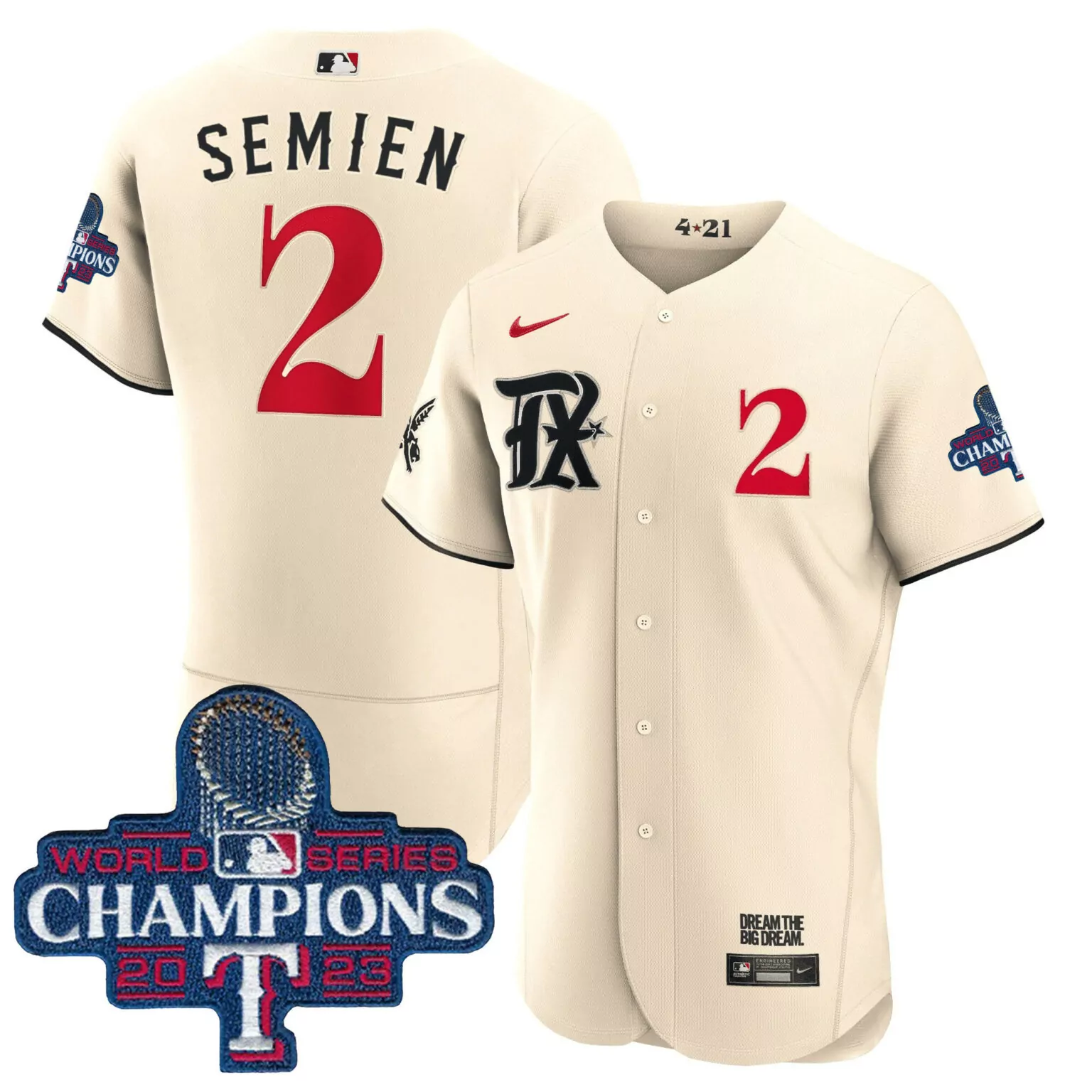 Personalized Cream marcus semien texas rangers 2023 world series champions city connect jersey all stitched 4085