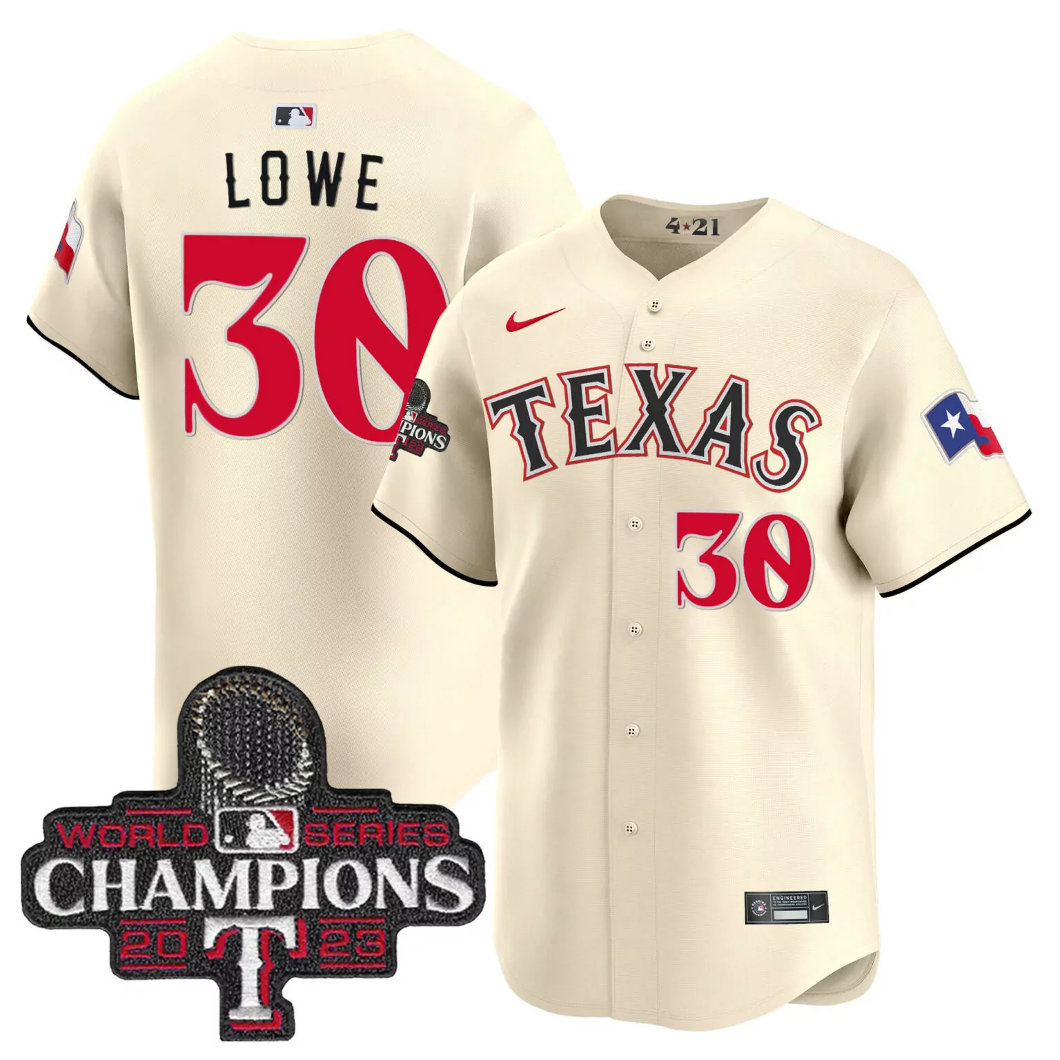 Custom Cream nathaniel lowe texas rangers 2023 world series champions city connect jersey all stitched 2643