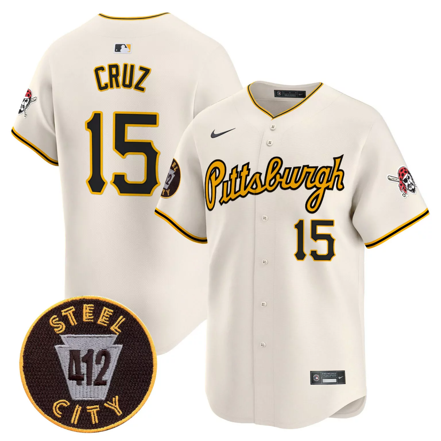 Customizable Cream oneil cruz pittsburgh pirates 412 patch jersey v4 all stitched 9135
