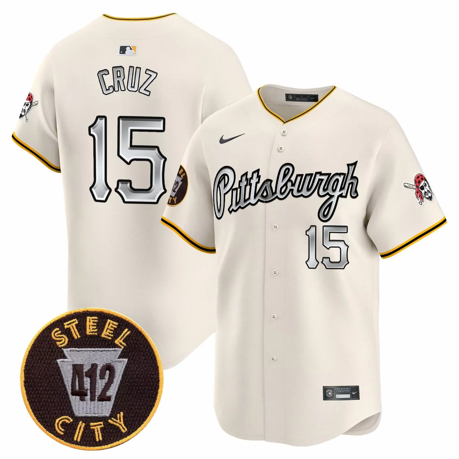 Personalized Cream oneil cruz pittsburgh pirates 412 patch jersey v7 all stitched 4194
