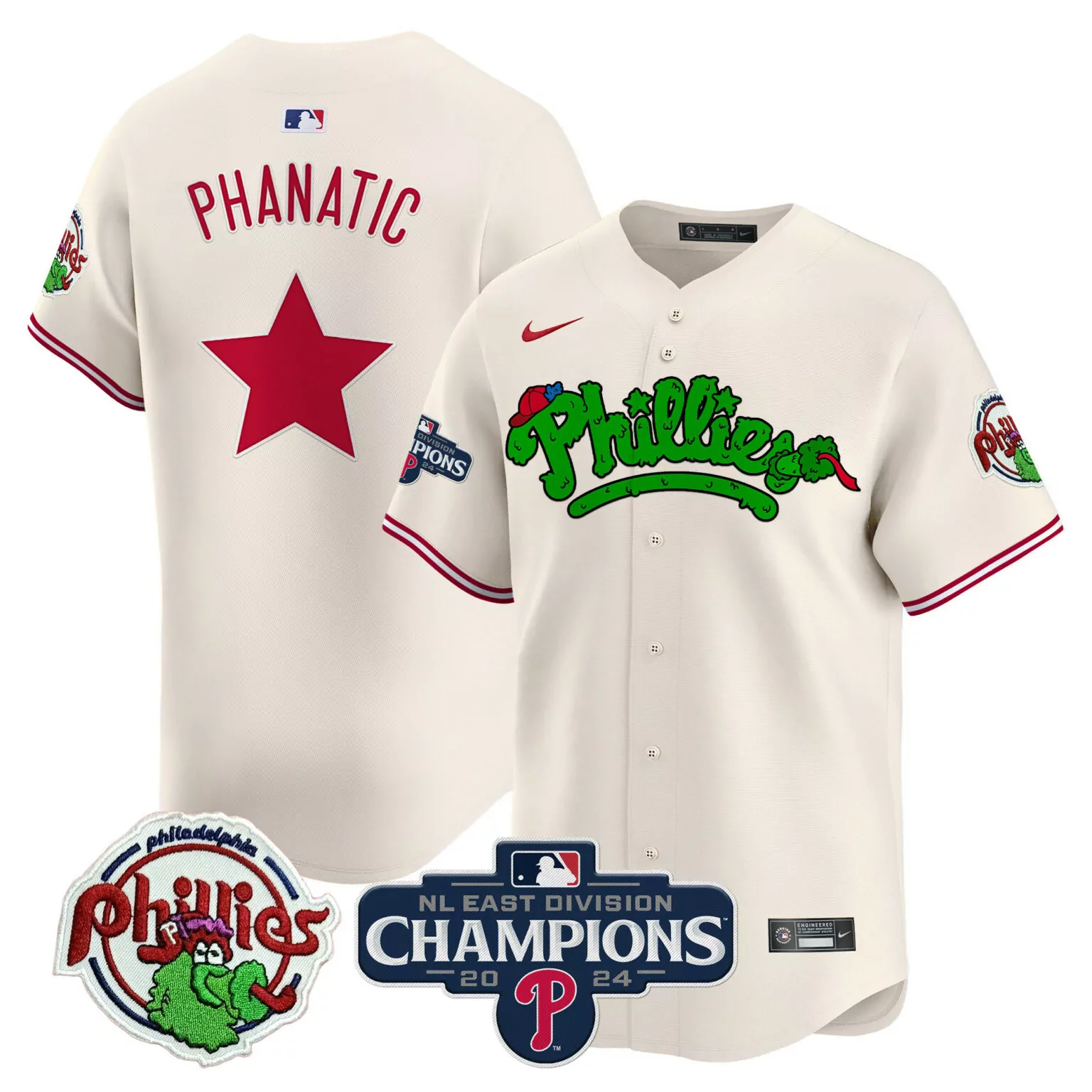 Customizable Cream philadelphia phillies 2024 nl east division champions jersey all stitched 9704