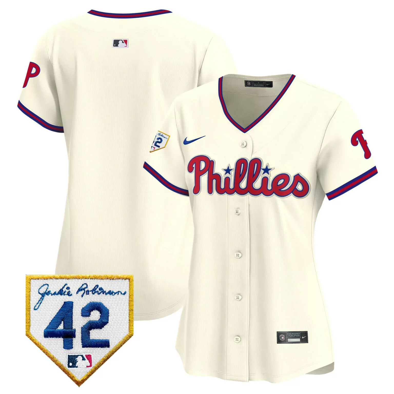 Custom Cream team philadelphia phillies 2024 jackie robinson patch jersey all stitched 1957