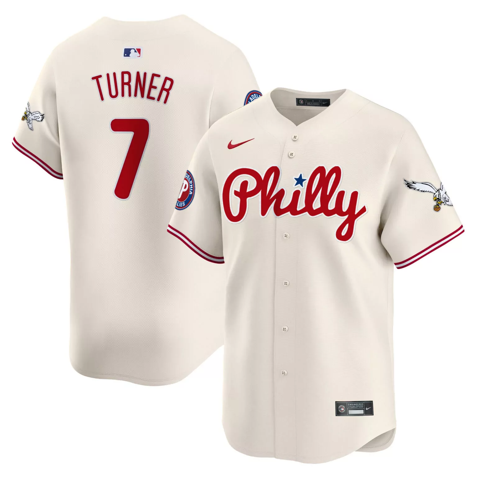 Custom Cream trea turner philadelphia phillies eagles jersey all stitched 3487