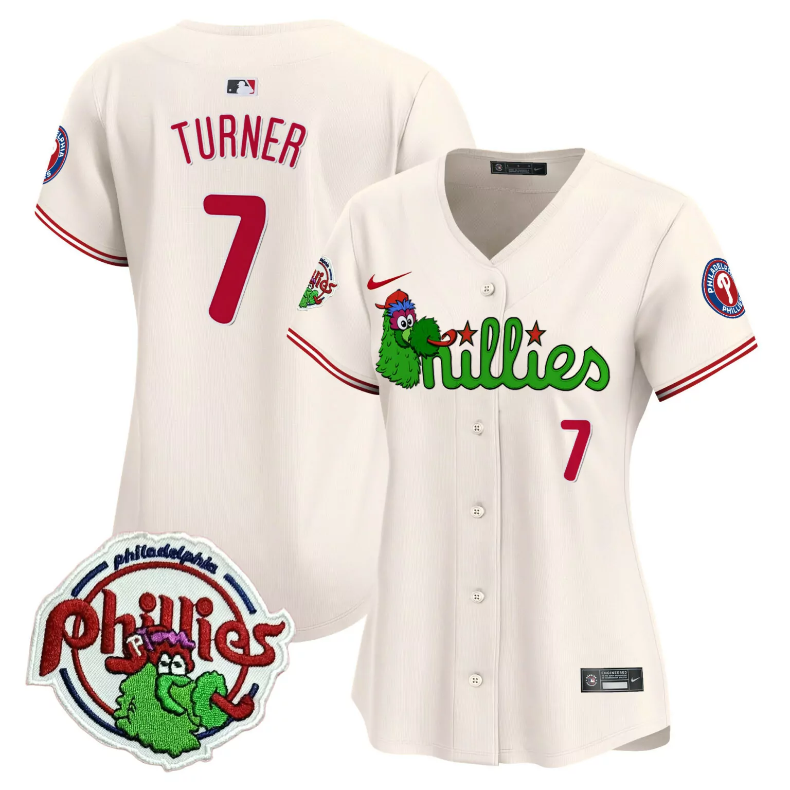 Customizable Cream trea turner philadelphia phillies patch jersey v3 all stitched 6922