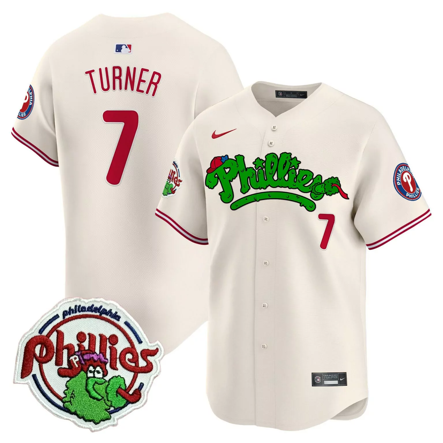 Customizable Cream trea turner unisex philadelphia phillies patch jersey v2 all stitched 1968