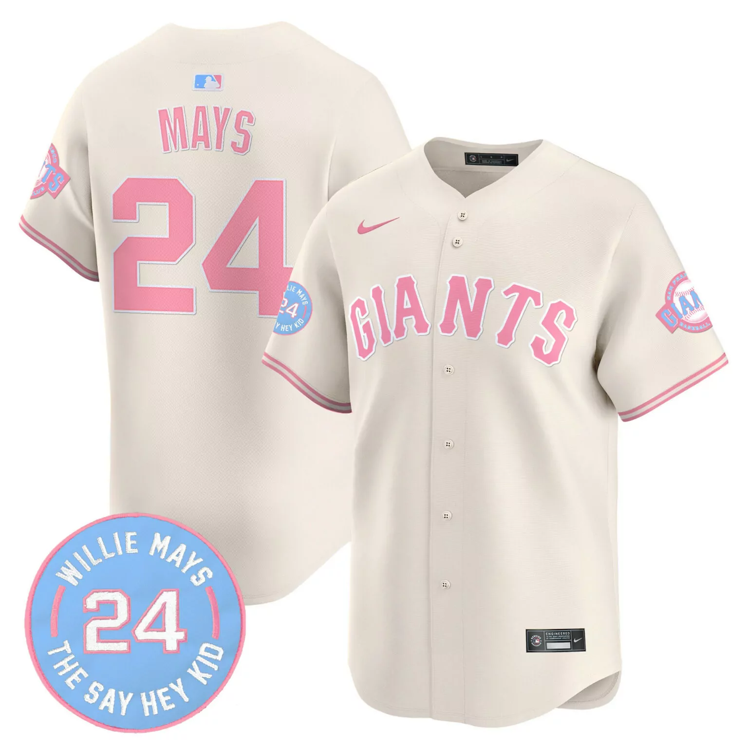 Personalized Cream willie mays unisex san francisco giants bubblegum pink jersey all stitched 1148