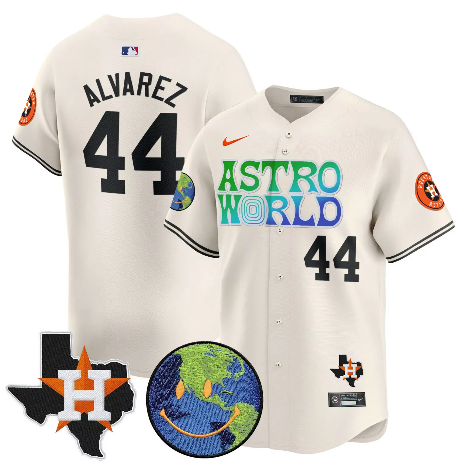 Custom Cream yordan alvarez houston astros cactus jack astro world jersey all stitched 9273