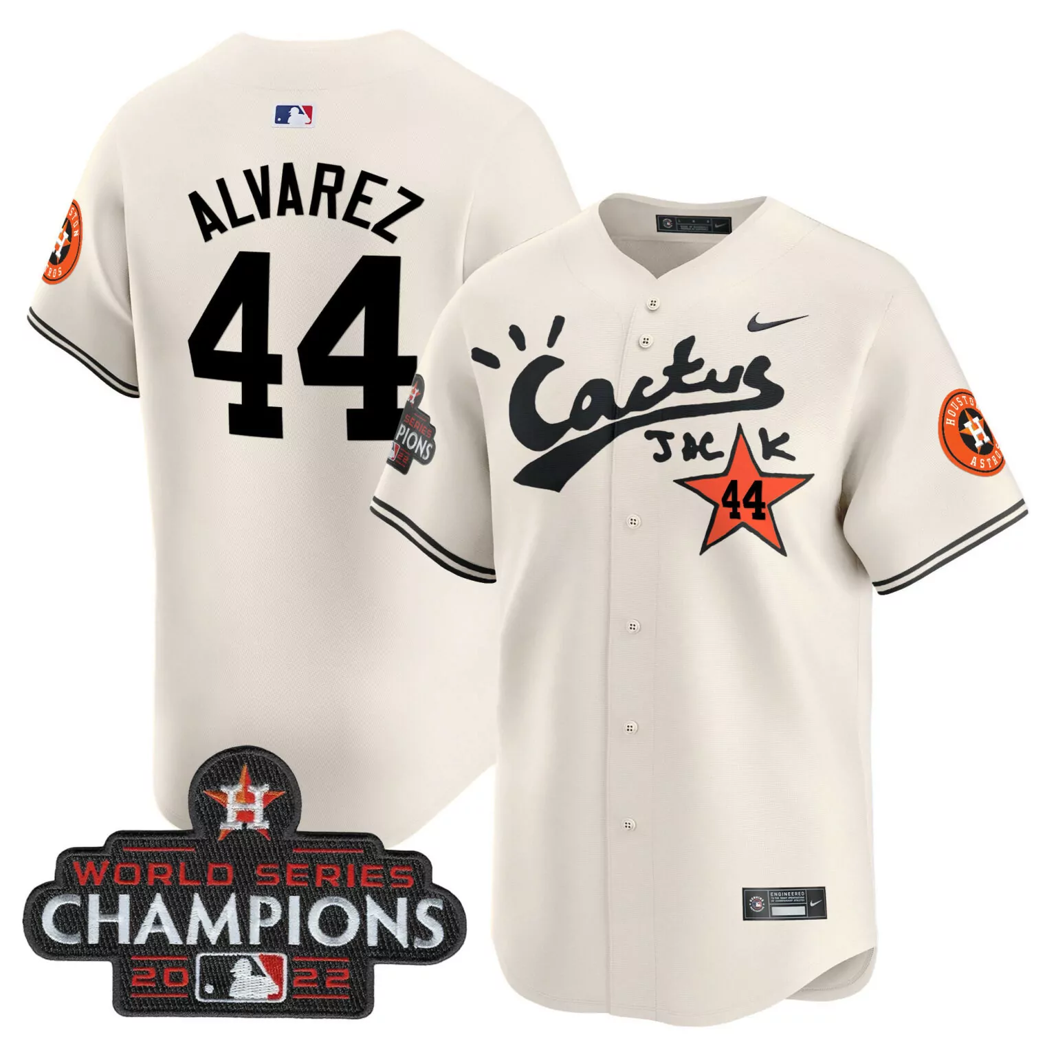 Personalized Cream yordan alvarez houston astros cactus jack champions patch jersey all stitched 8002