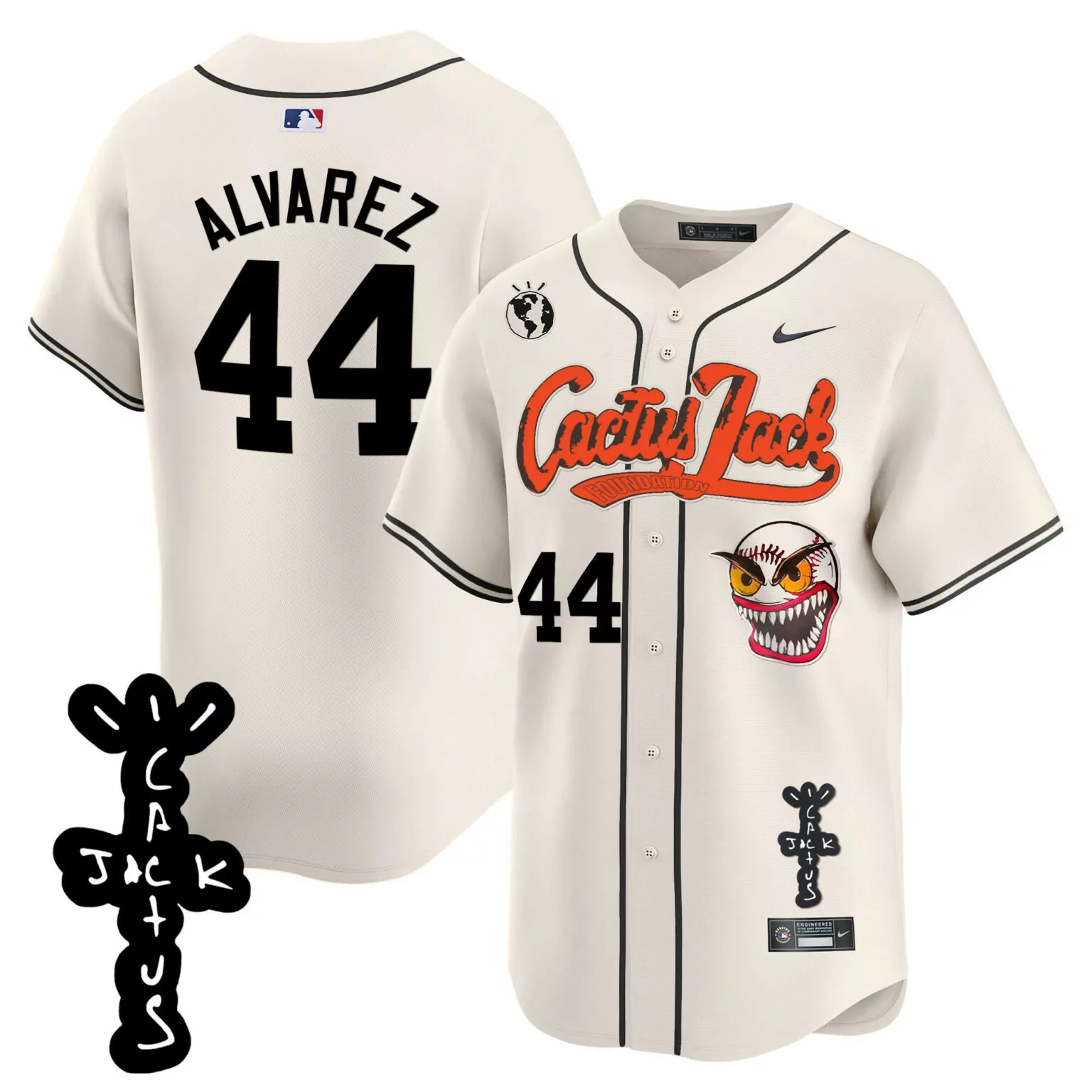 Customizable Cream yordan alvarez houston astros cactus jack patch jersey stitched 8798