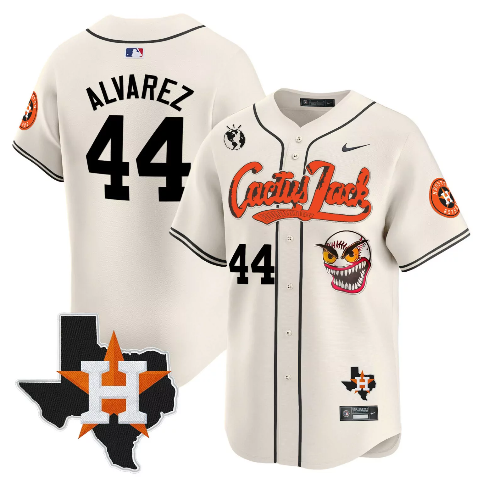 Customizable Cream yordan alvarez houston astros cactus jack patch jersey v12 stitched 3418