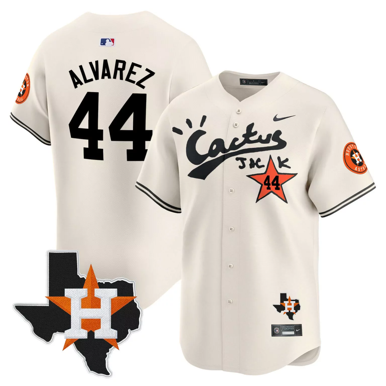 Custom Cream yordan alvarez houston astros cactus jack patch jersey v7 stitched 7222