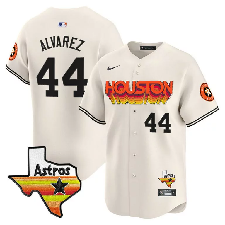 Custom Cream yordan alvarez houston astros throwback style jersey all stitched 9207