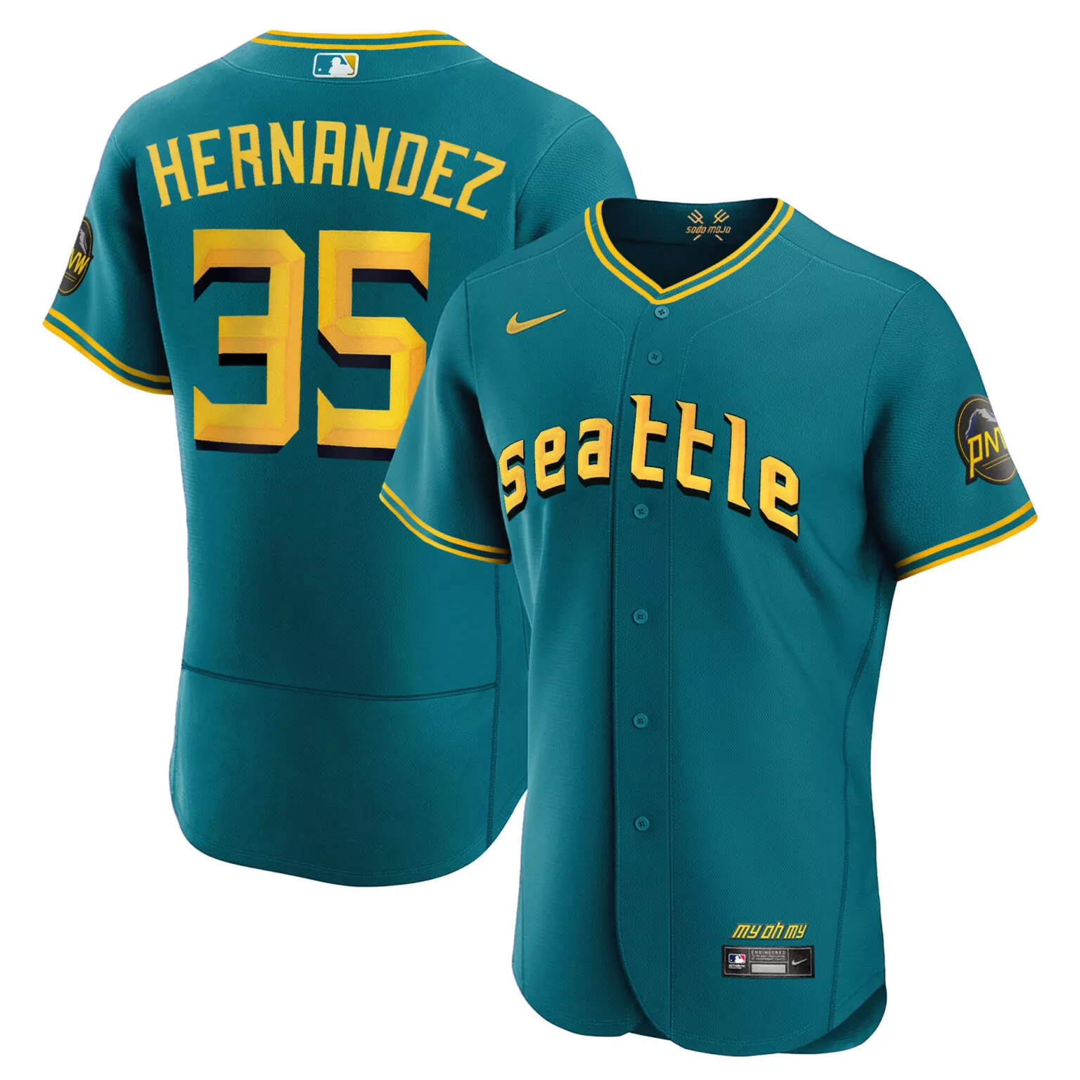 Custom Flex aqua teoscar hernandez seattle mariners 2023 city connect collection jersey all stitched 4932