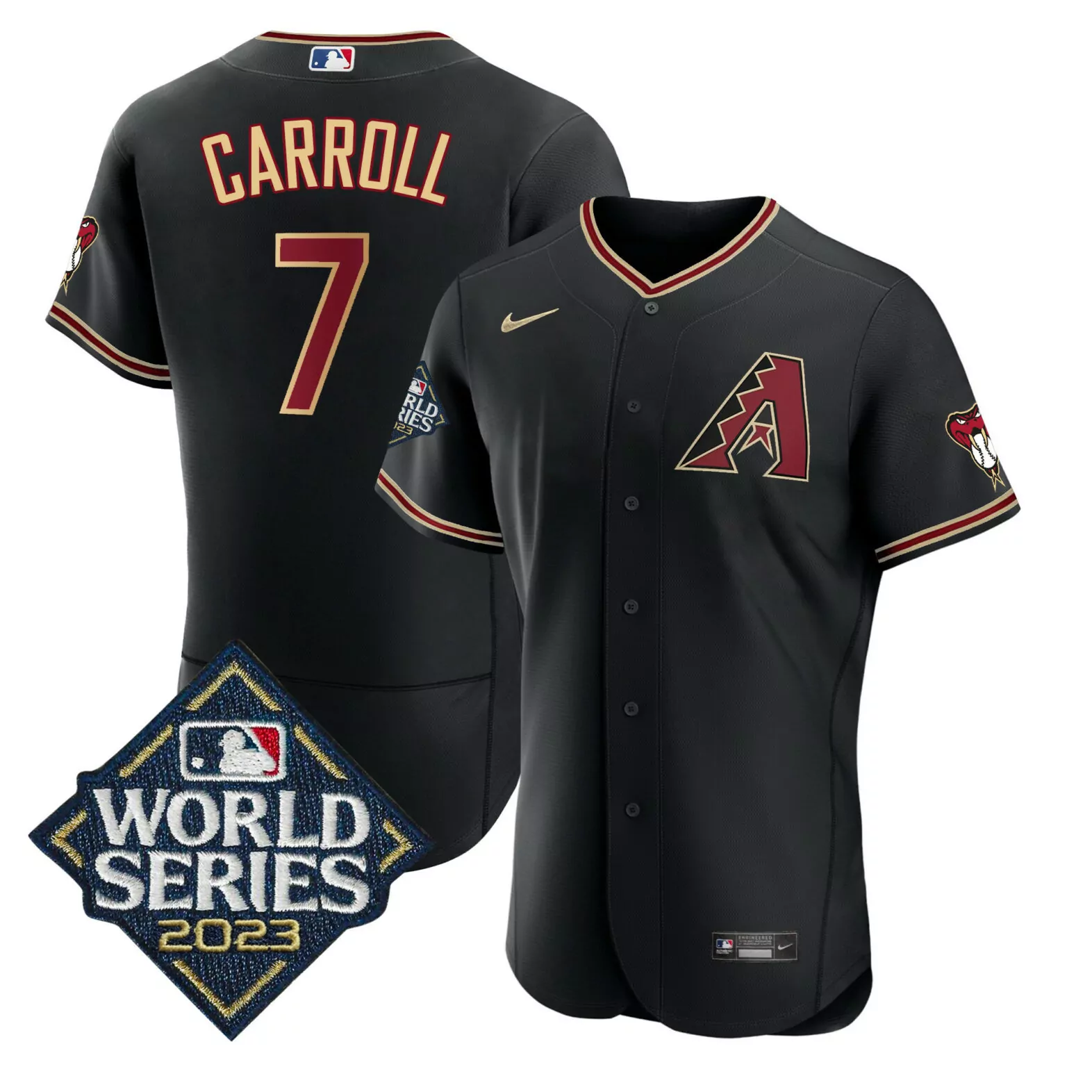 Customizable Flex black corbin carroll arizona diamondbacks black 2023 world series jersey all stitched 4452
