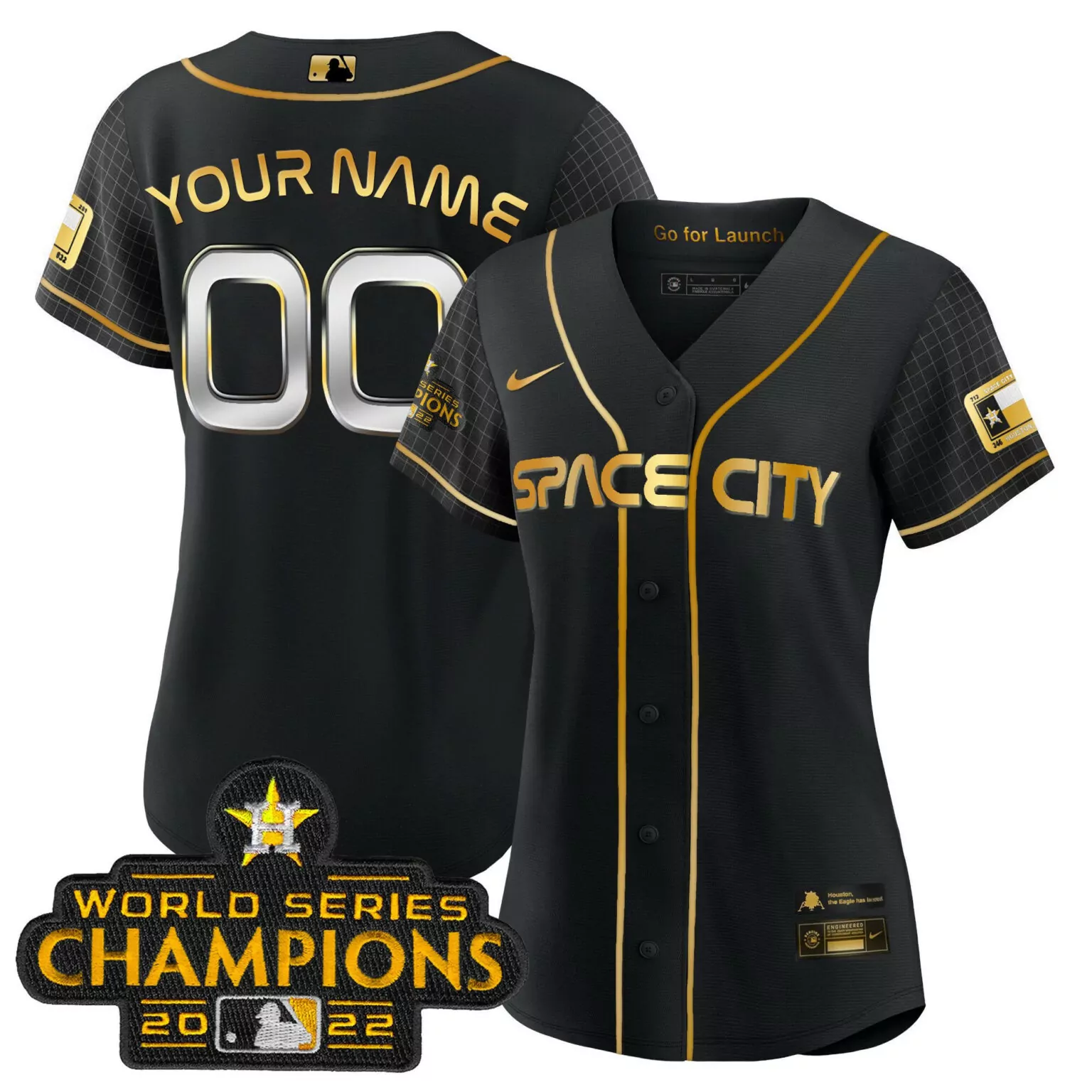 Custom Flex black gold houston astros 2023 space city champions custom jersey all stitched 2317