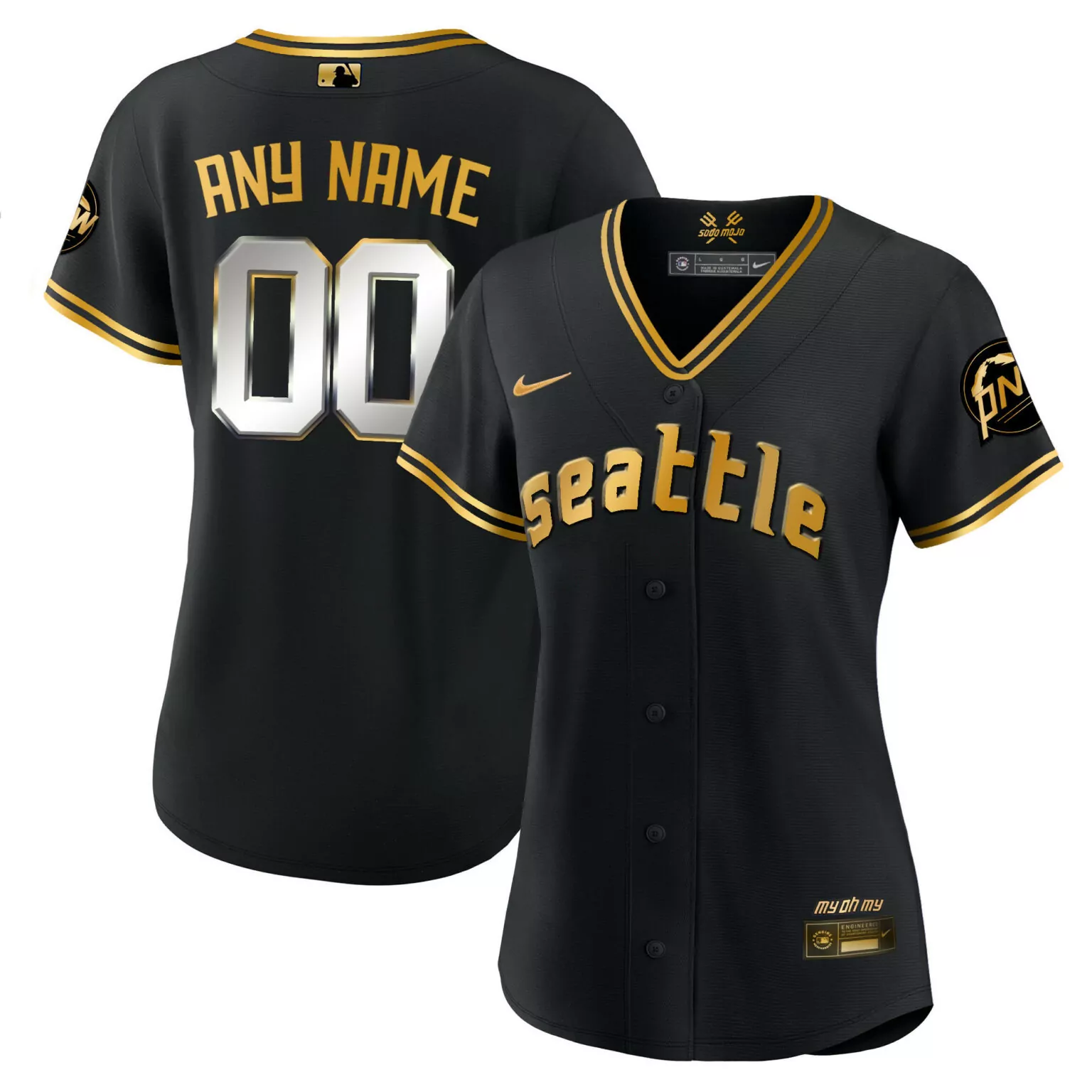 Personalized Flex black gold seattle mariners 2023 city connect gold custom jersey all stitched 1785